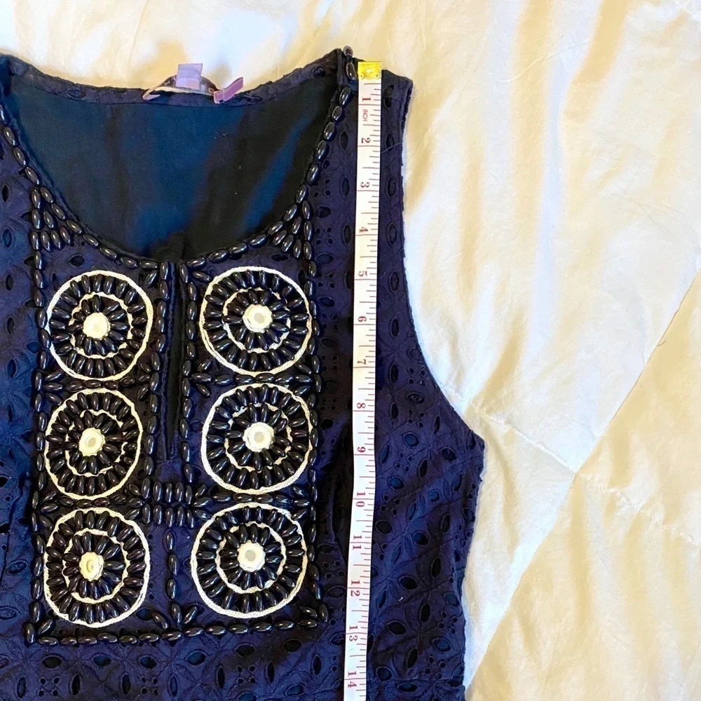 Calypso St. Barth Navy Lace Beaded Shift Dress - Picture 5 of 8